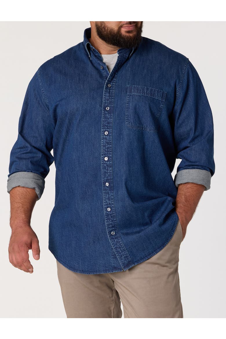 Big & Tall  Denim Sport Shirt, Main, color, DARK WASH