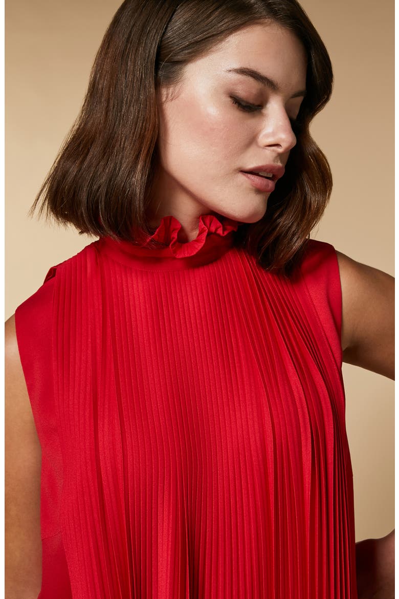 Pleated Sleeveless Ruffle Midi Dress, Alternate, color, RED