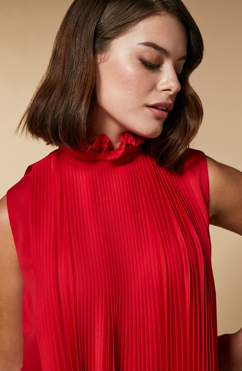 Marina Rinaldi Pleated Sleeveless Ruffle Midi Dress, Alternate, color,