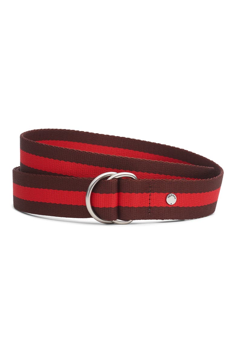 Gracie Stripe Woven Belt, Main, color, RED/ BROWN