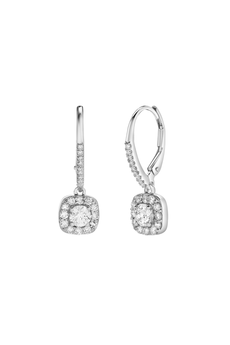 Skye Pave Square Shape Diamond Drop Huggie Hoop Earrings in 14K Gold, Main, color, 14K White Gold