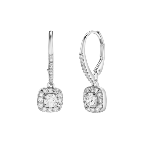 Skye Pave Square Shape Diamond Drop Huggie Hoop Earrings in 14K Gold