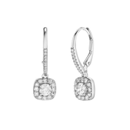 LuvMyJewelry Skye Pave Square Shape Diamond Drop Huggie Hoop Earrings in 14K Gold