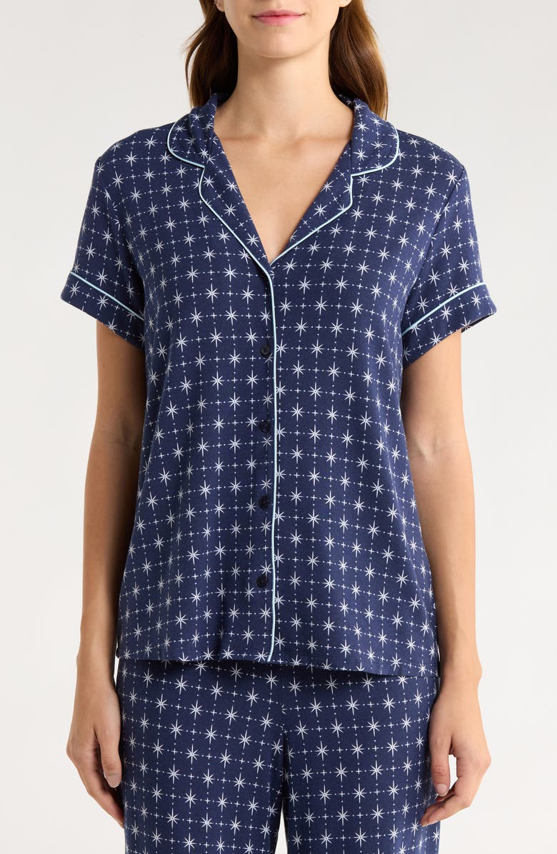 Nordstrom Moonlight Eco Crop Pajamas, Alternate, color, Navy- White Celestial Foulard