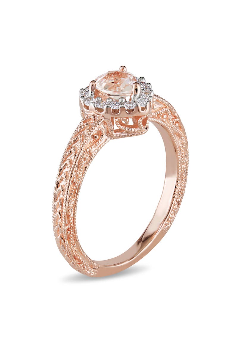 Diamond & Morganite Heart Halo Ring, Alternate, color, Morganite