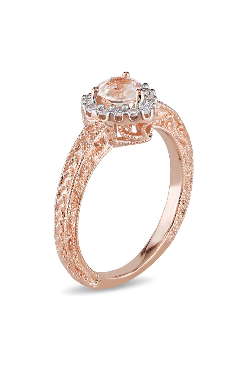Julianna B. Diamond & Morganite Heart Halo Ring, Alternate, color, Morganite