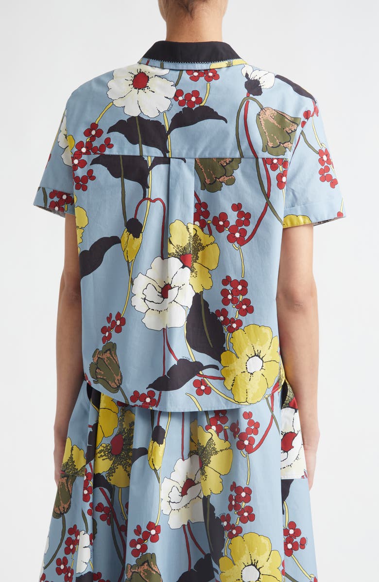 Marni Floral Short Sleeve Button-Up Shirt, Alternate, color, Mfb31sky
