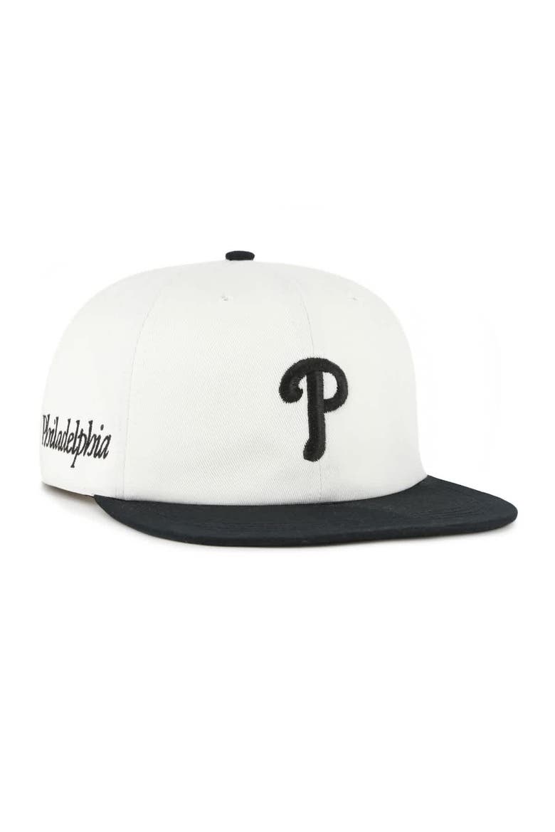 Men's '47 White/Black Philadelphia Phillies Foundation Captain Snapback Hat, Alternate, color, White