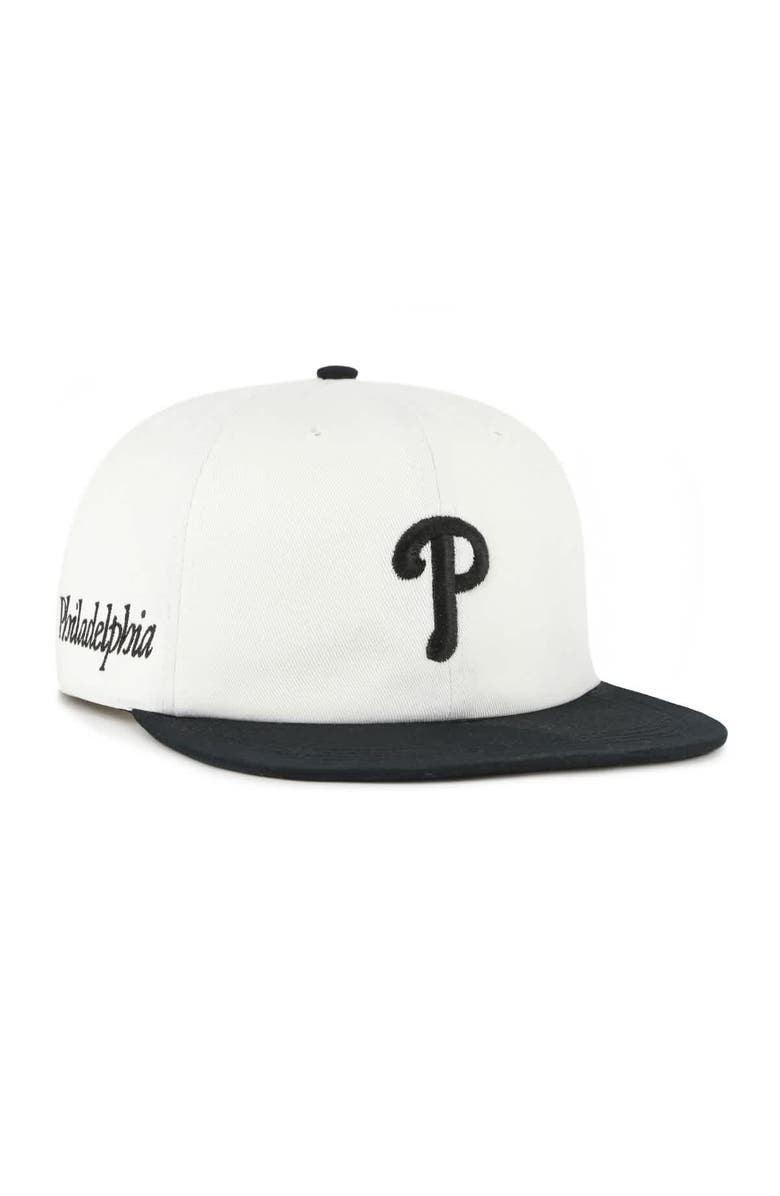 '47 Men's '47 White/Black Philadelphia Phillies Foundation Captain Snapback Hat, Alternate, color, White