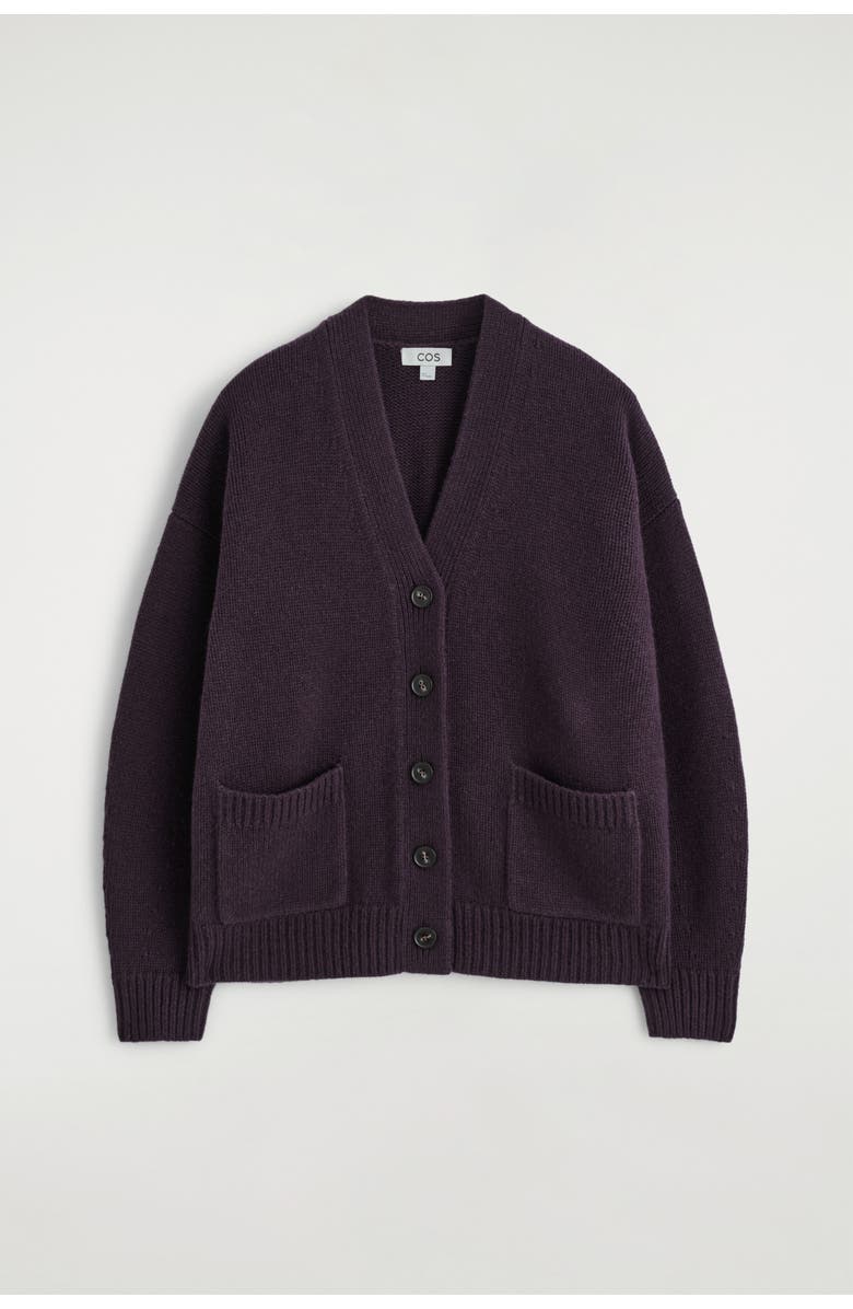 COS Oversized Merino Wool Cardigan, Alternate, color, Dark Purple