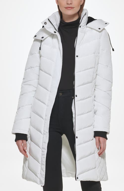 Kenneth Cole New York Heavyweight Fleece Lined Hood Quilted Puffer Jacket In White