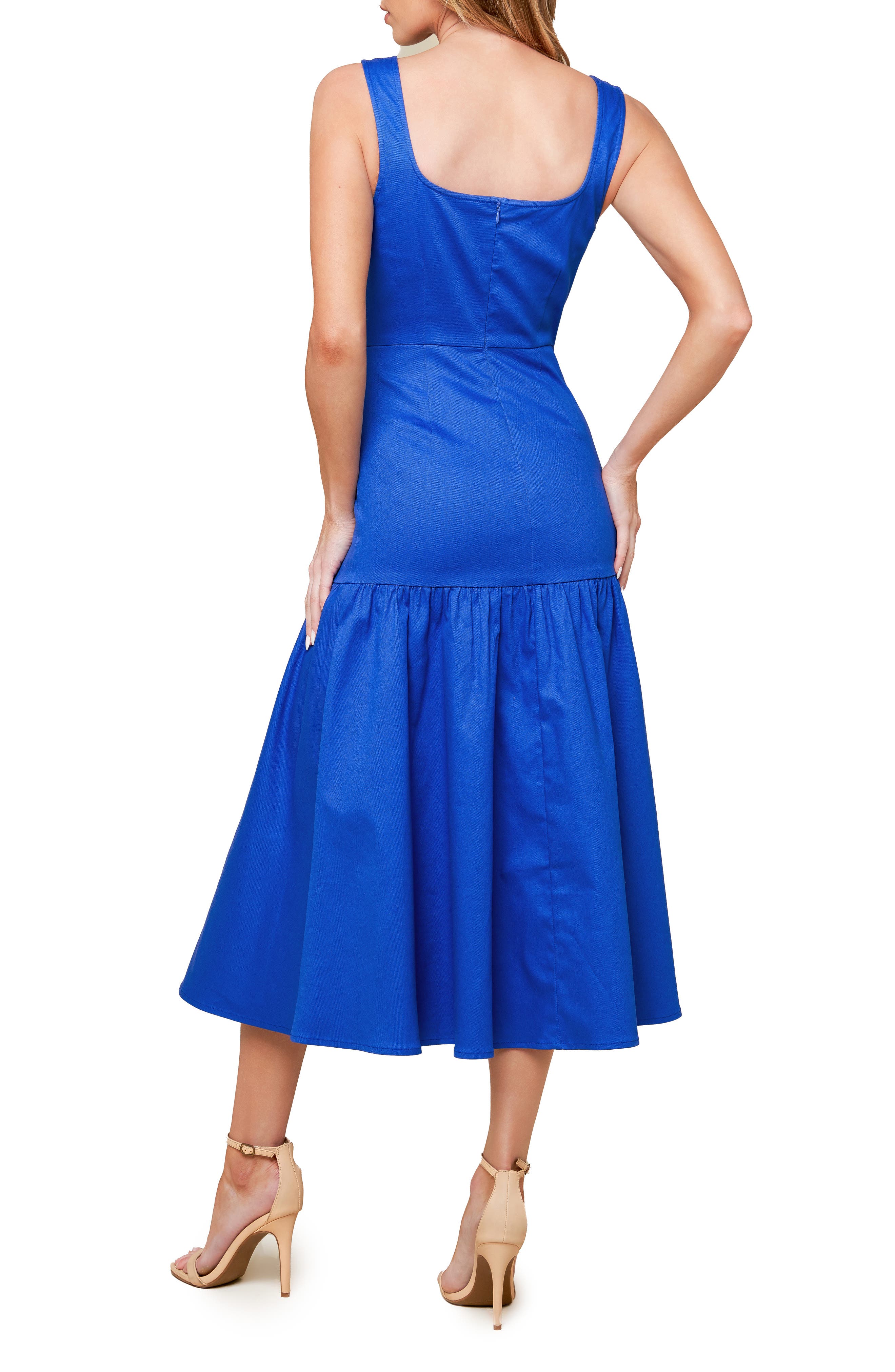 Sleeveless Flounce Hem Midi Dress - image 2