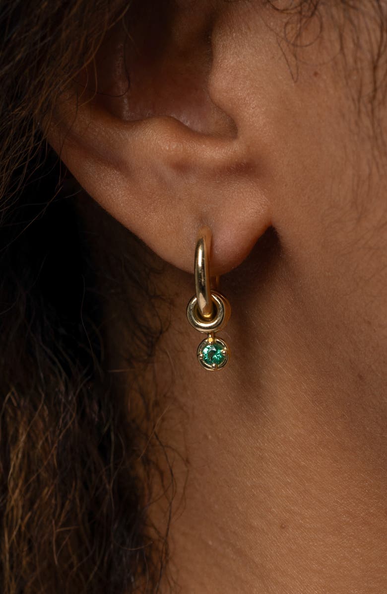 Spinelli Kilcollin Zahra Emerald Huggie Hoop Earrings, Alternate, color, Dia Em 18Kyg