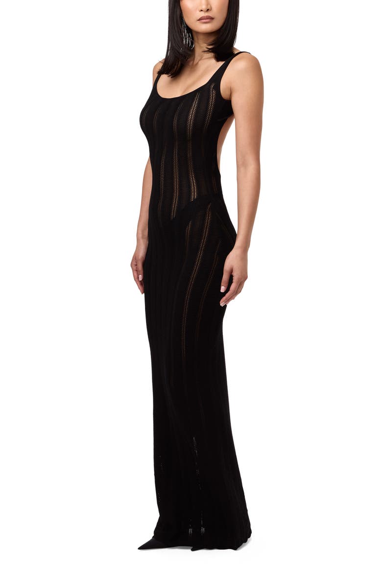 Naked Wardrobe Open Back Sheer Maxi Dress, Alternate, color,