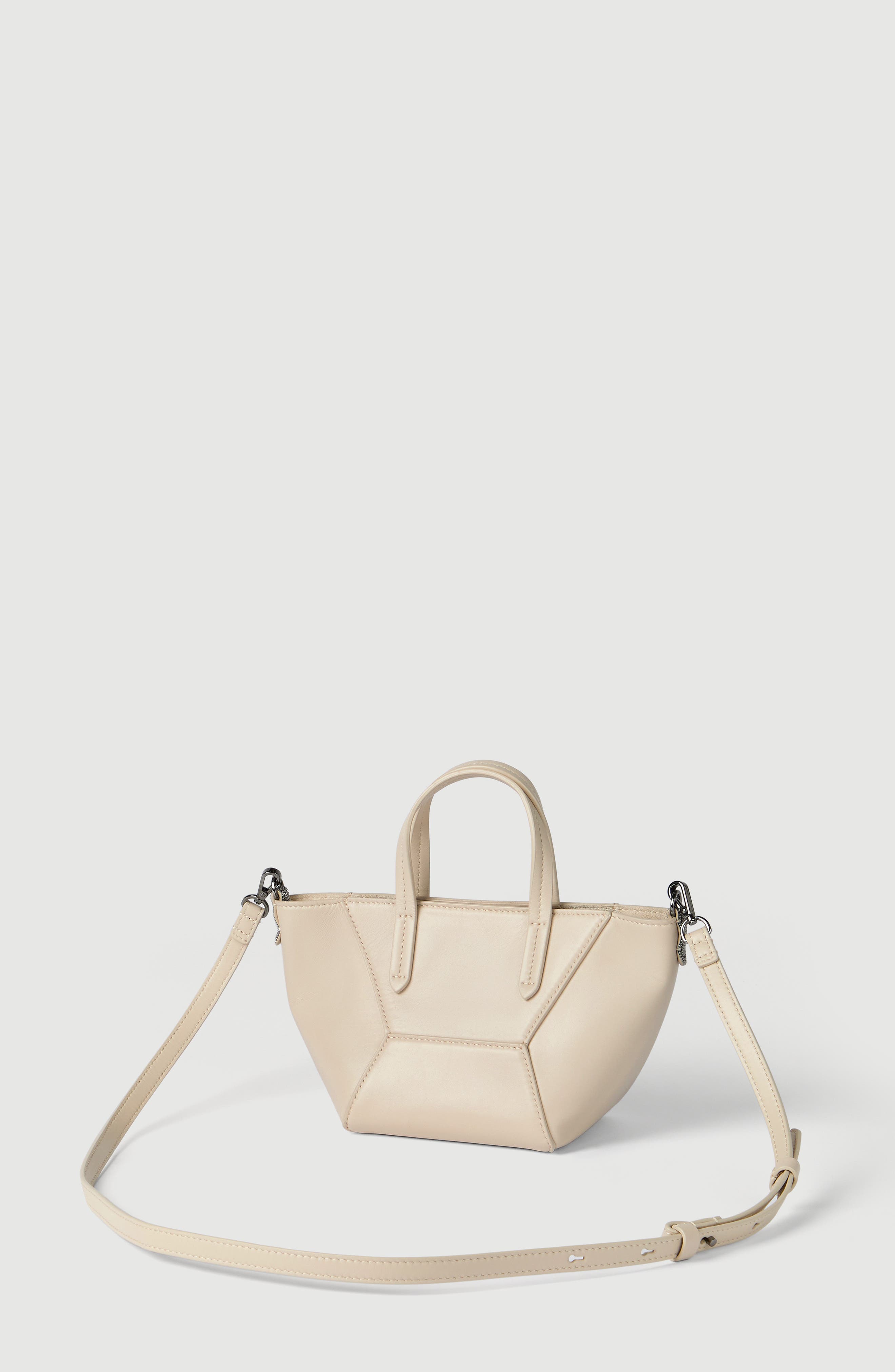 BC Duo mini bag in calfskin with monili, Alternate, color, Ivory
