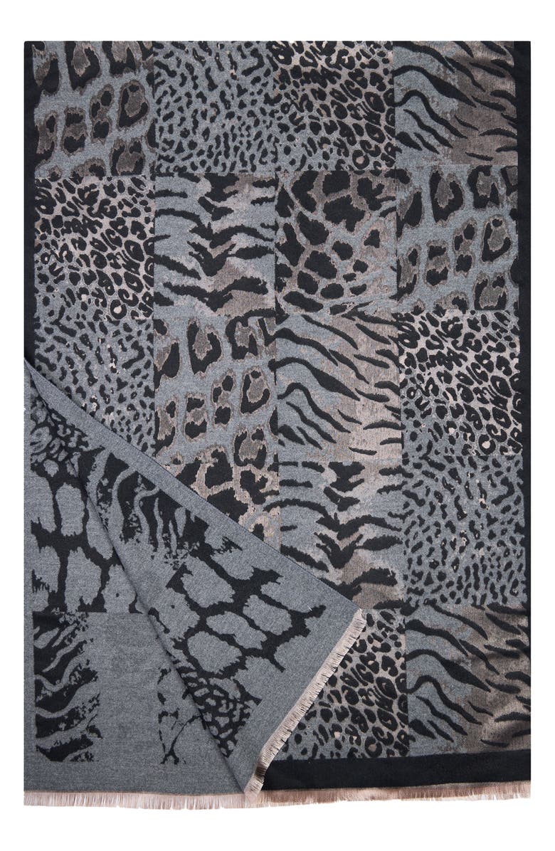 SAACHI Mixed Animal Print Scarf, Alternate, color, Black