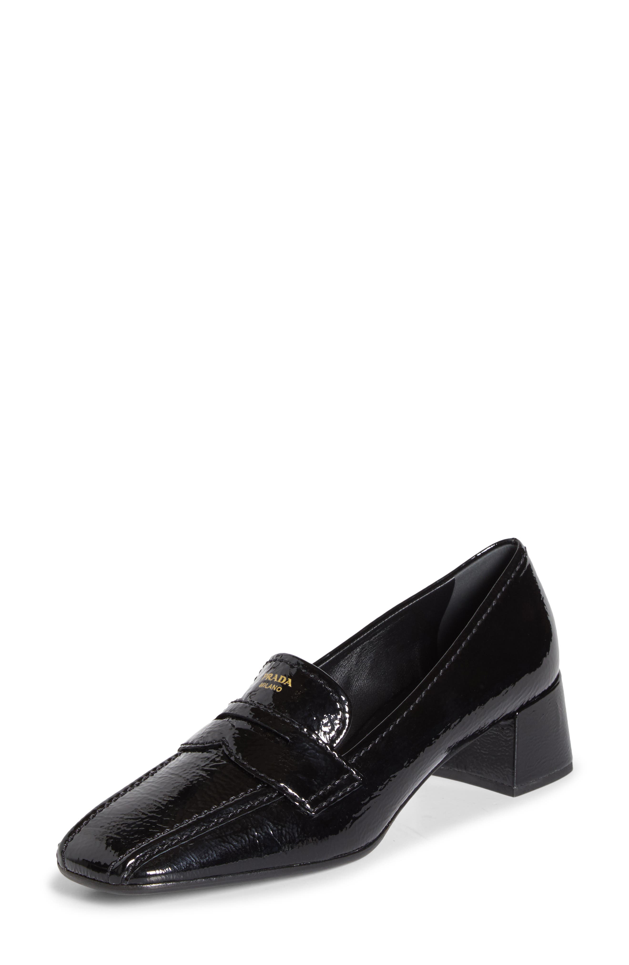 Heeled Leather Loafer, Main, color, NERO