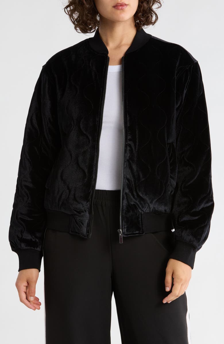 Sanctuary Velvet Bomber Jacket, Main, color, Black