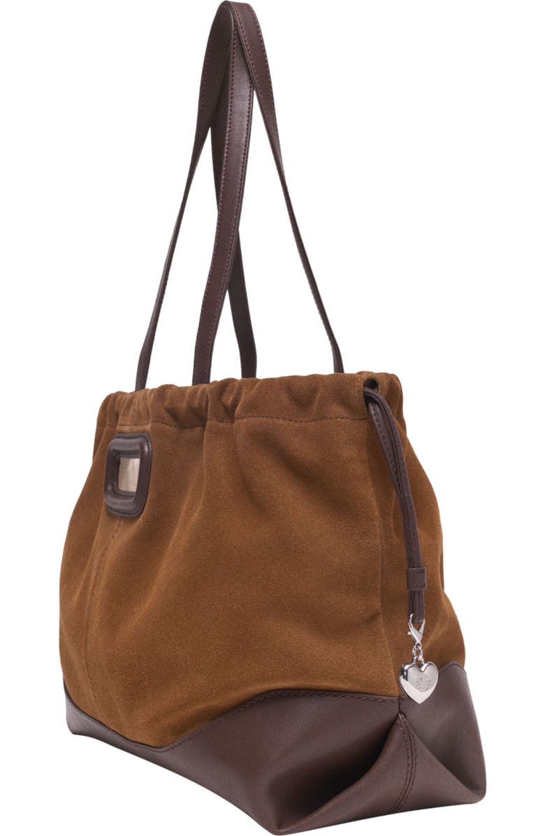 maje Leather and suede M Tote bag, Alternate, color, Camel/Brown