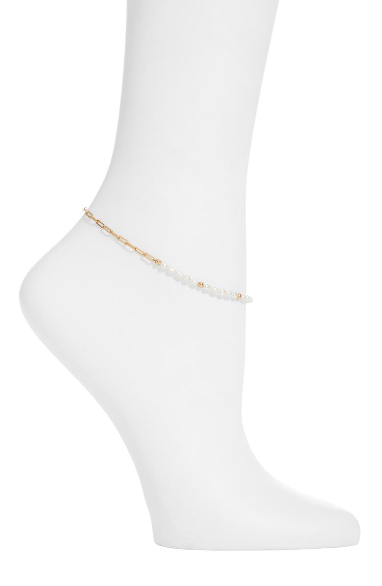 Set
Stones Simone Freshwater Pearl
Paper Clip Chain Anklet, Main, color, Gold