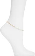 Set & Stones Simone Freshwater Pearl & Paper Clip Chain Anklet