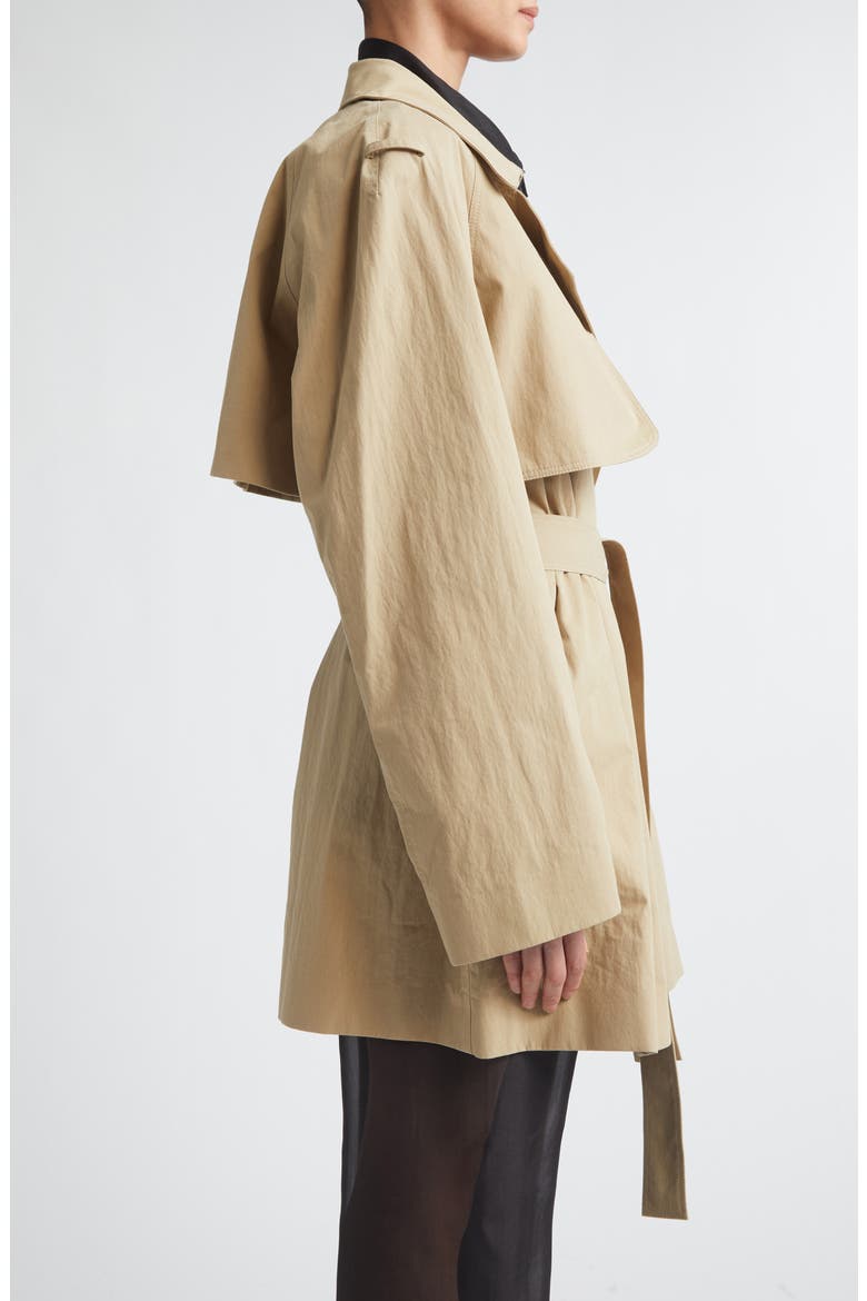 Carmy Split Cotton & Nylon Trench Coat with Removable Sleeves, Alternate, color, CAMEL