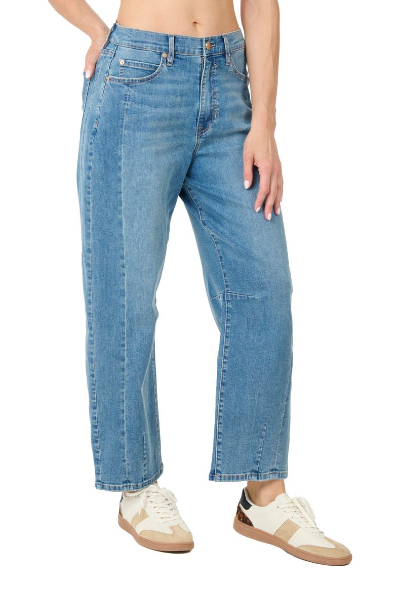 High Waist Arched Leg Jeans, Alternate, color, DARK BLUE