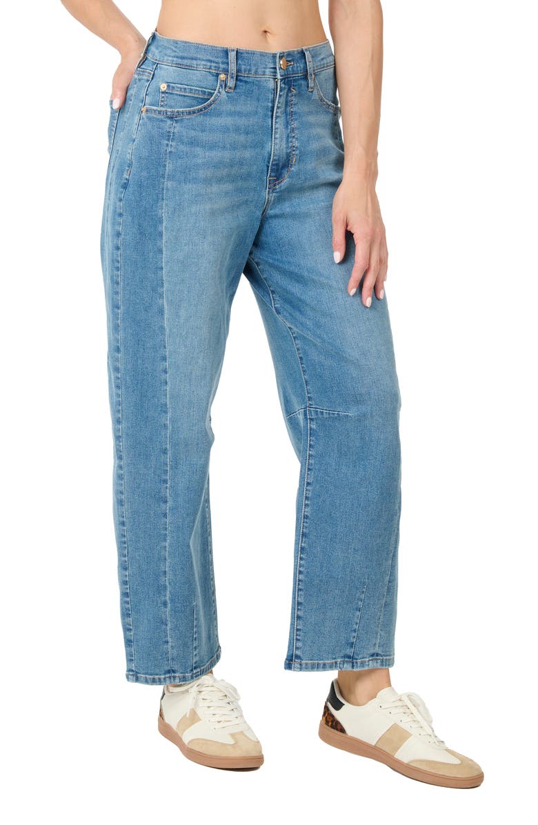 Nicole Miller High Waist Arched Leg Jeans, Alternate, color, Dark Blue