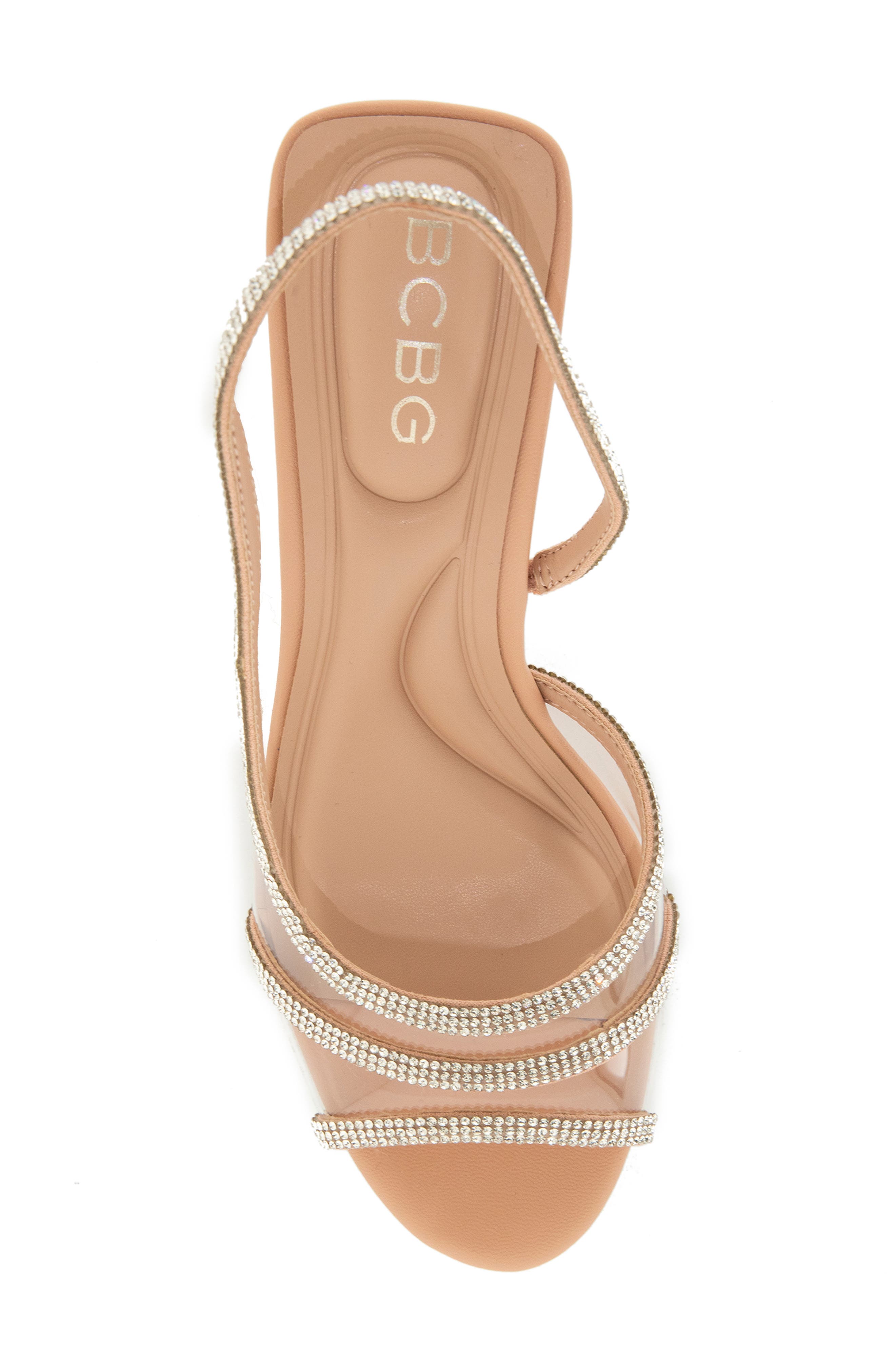BCBG Sarin Rhinestone Clear Slingback Sandal, Alternate, color, Clear/Tuscany