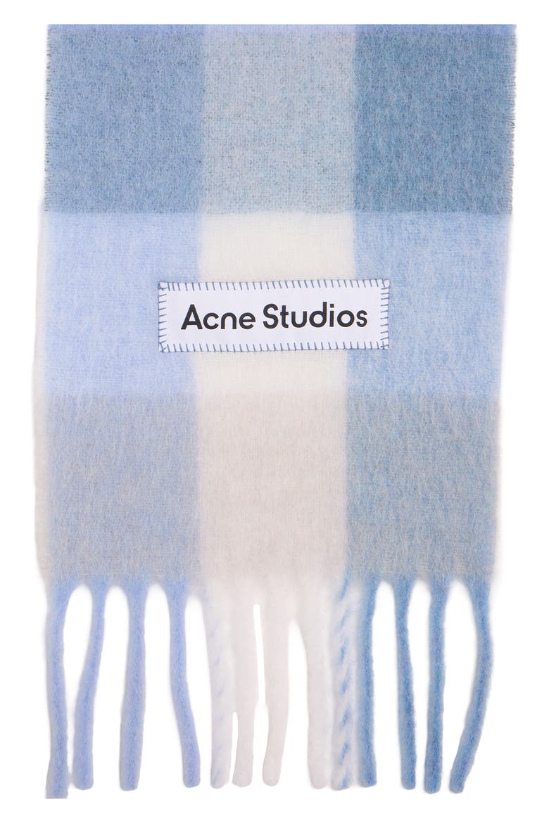 Vally Plaid Alpaca, Wool & Mohair Blend Scarf, Alternate, color, LIGHT BLUE/ WHITE/ POWDER BLUE