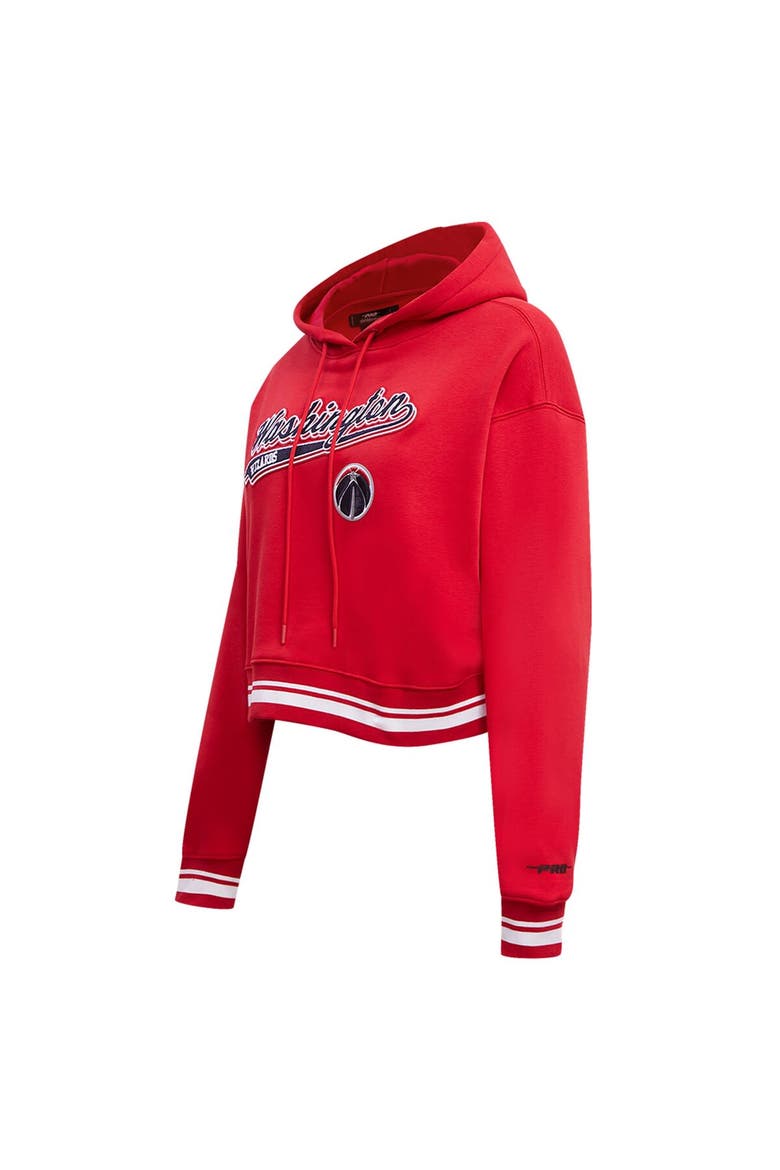 Women's Pro Standard Red Washington Wizards Script Tail Cropped Pullover Hoodie, Alternate, color, Red