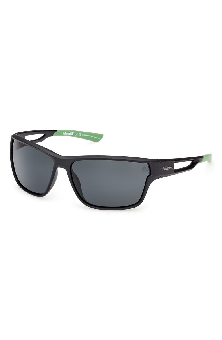 Timberland 65mm Polarized Rectangular Wrap Sunglasses, Alternate, color,