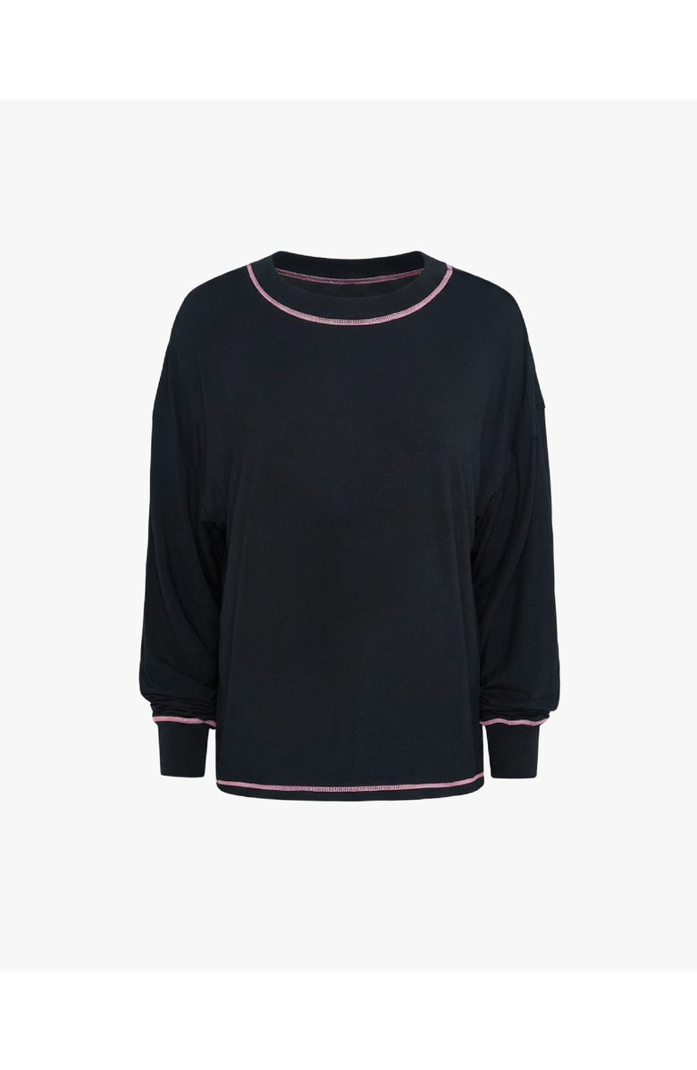 WeWoreWhat Boxy Long Sleeve Sleep Tee, Alternate, color, Blk/Bublegm Pnk