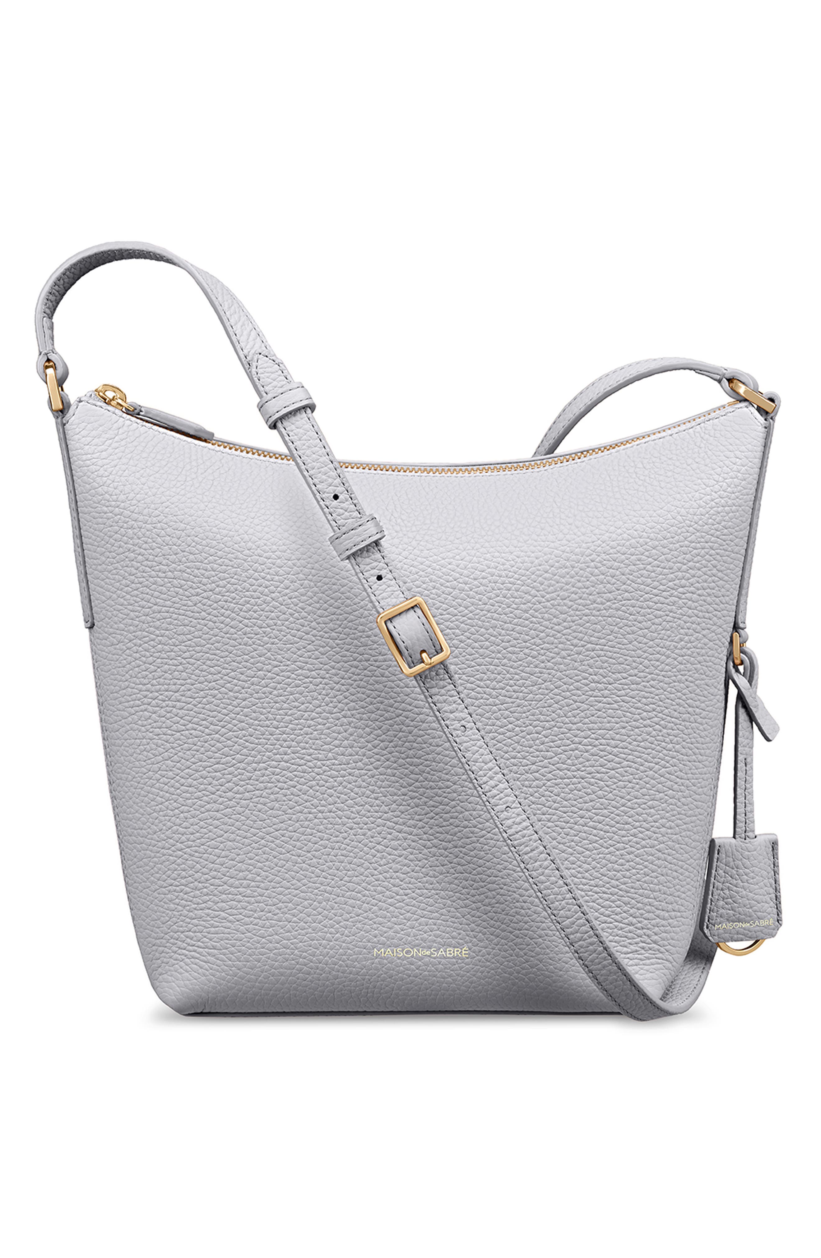 MAISON de SABRÉ The Zipped Bucket Bag, Main, color, Dove Grey