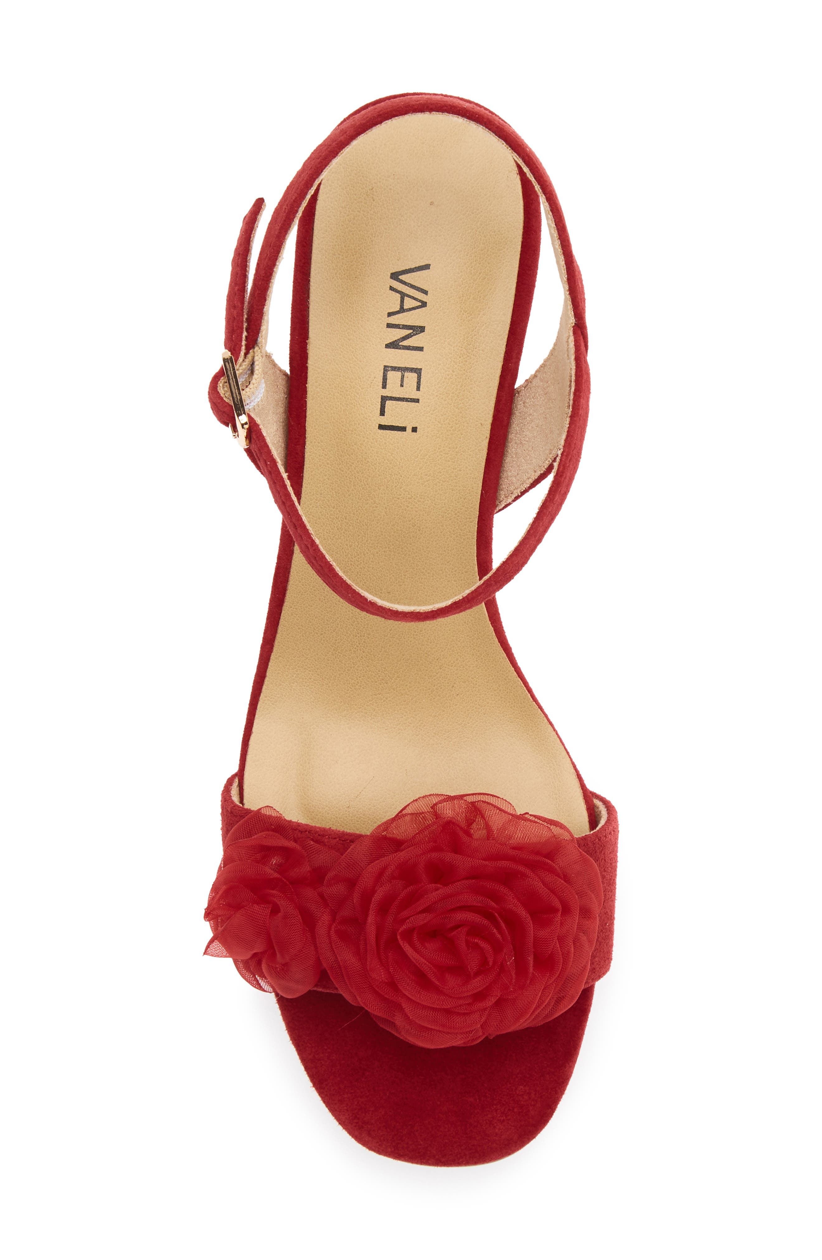 Lapis Rosette Sandal, Alternate, color, RED