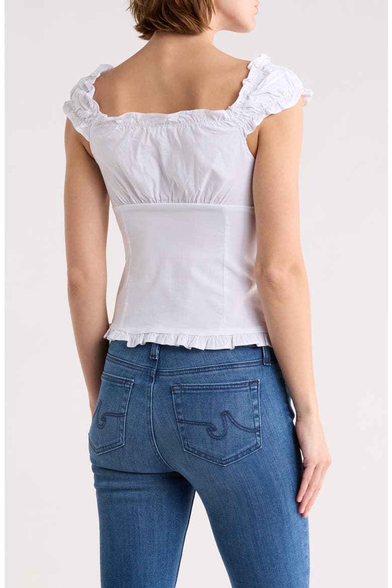 Cap Sleeve Button Top, Alternate, color, WHITE