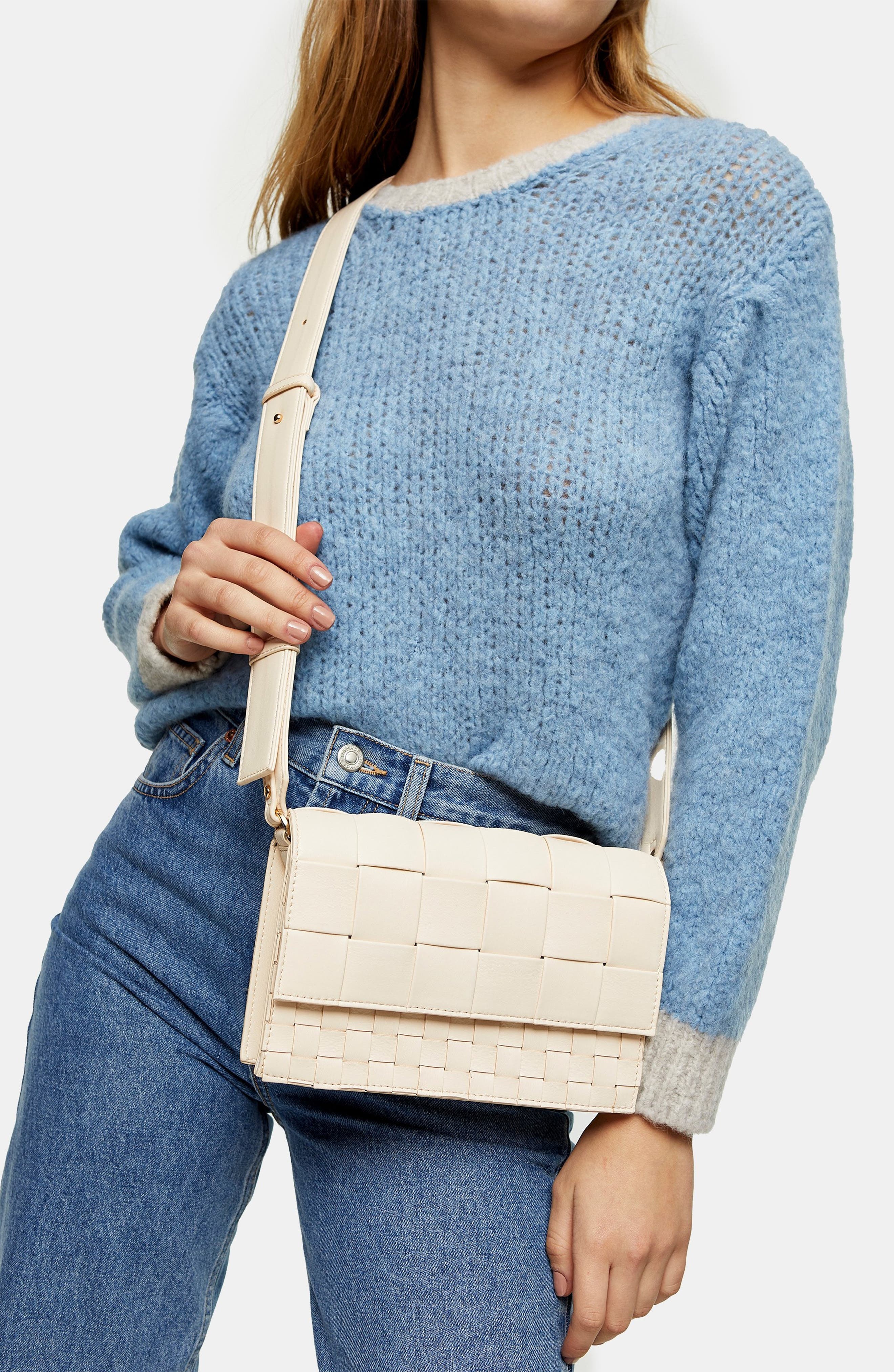 Mixed Weave Crossbody Bag, Alternate, color, STONE
