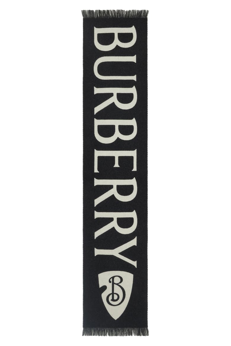 Reversible Logo Jacquard Wool Scarf, Alternate, color, BLACK/ CALICO