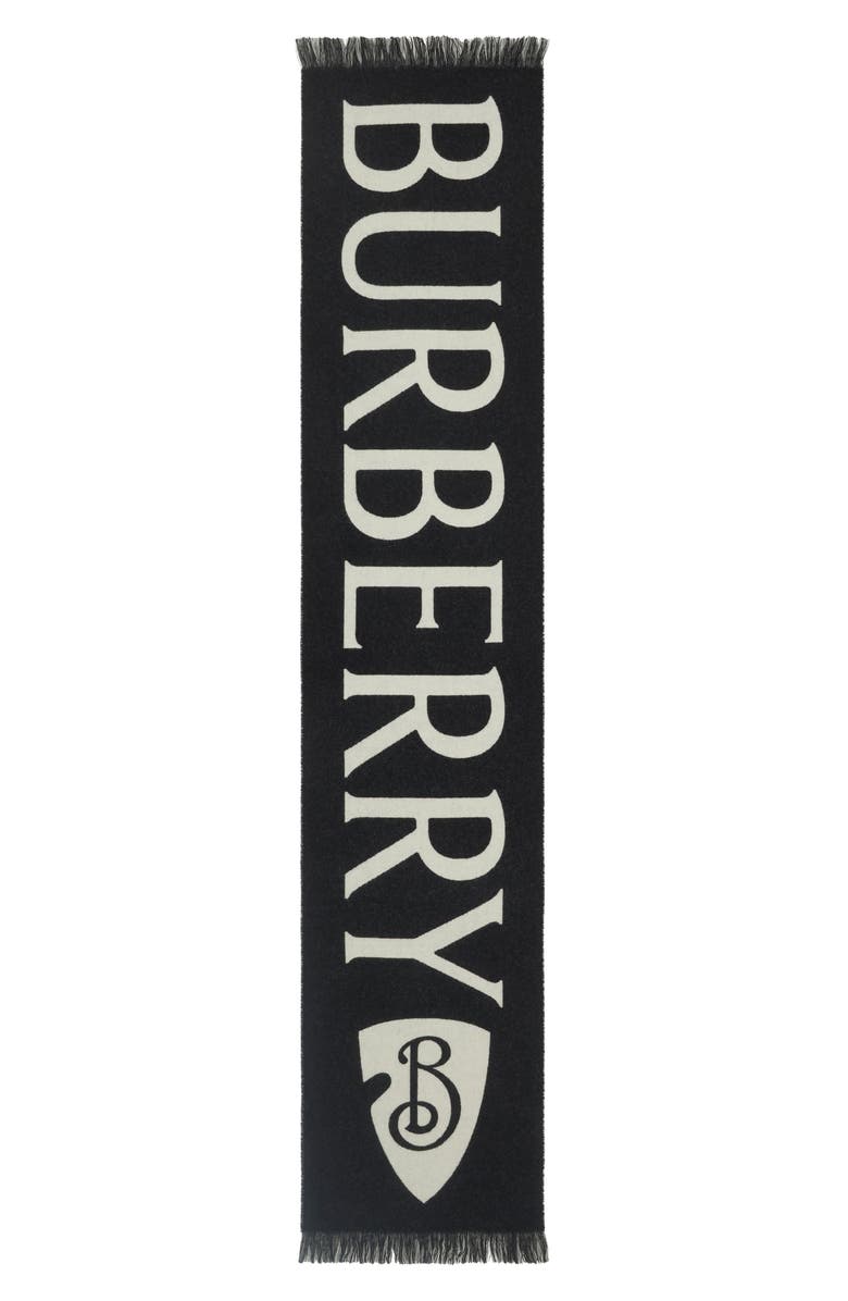Burberry Reversible Logo Jacquard Wool Scarf, Main, color, Black/ Calico