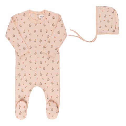 Garden Floral Print Collection - Footie + Bonnet