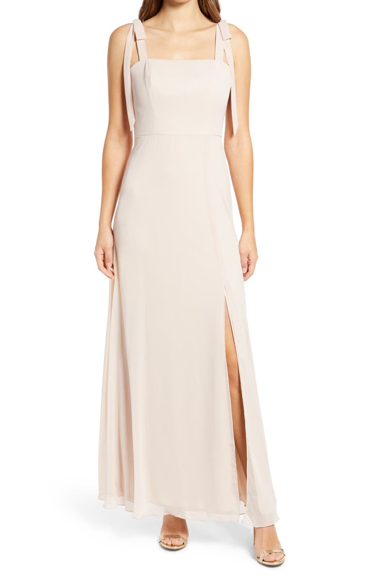 Dessy Collection Shoulder Tie Chiffon A-Line Gown, Main, color,