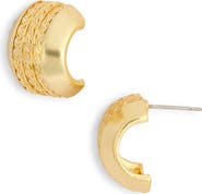 Karine Sultan Chain Textured Mini Hoop Earrings