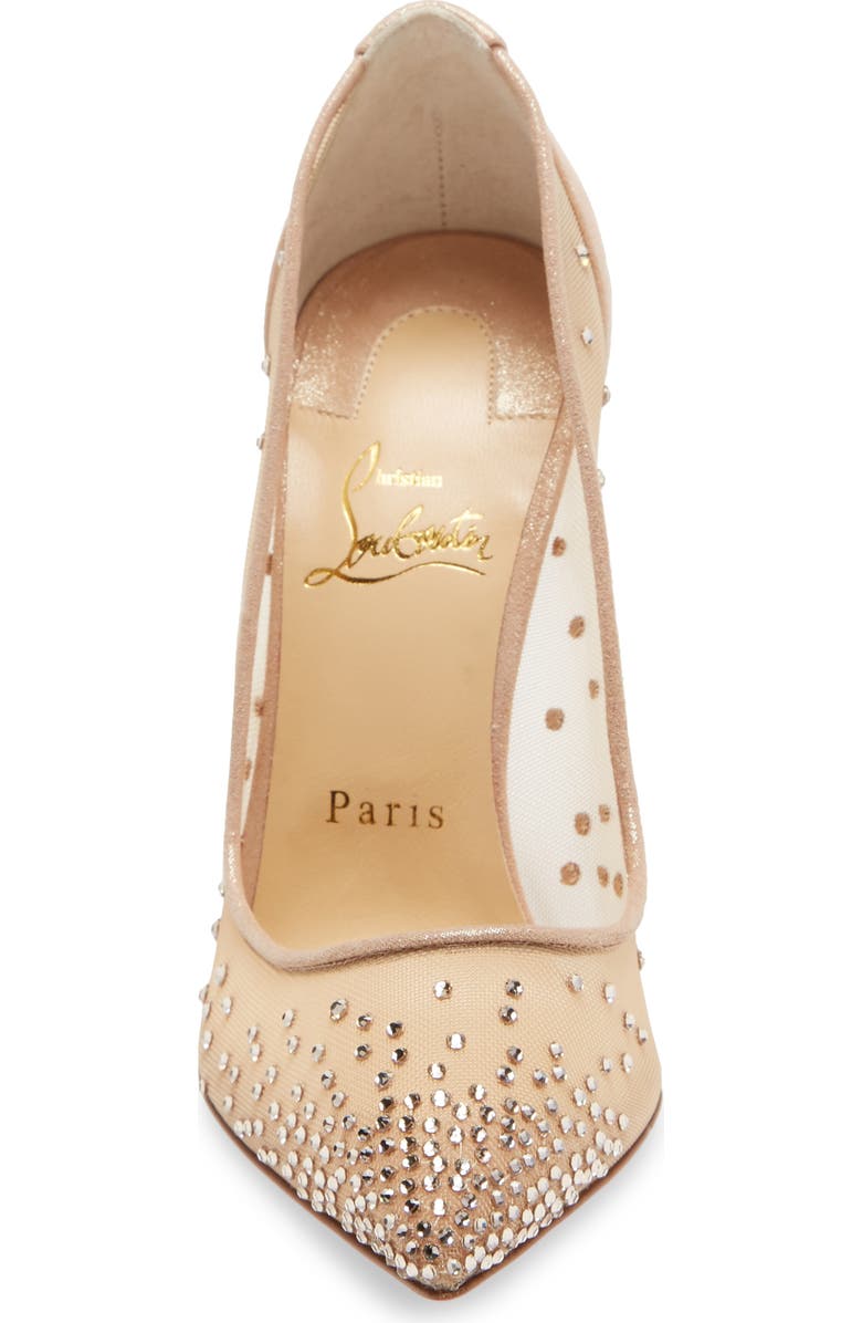 Christian Louboutin Mini Glitter Follies Strass Pump, Alternate, color, Light Silk