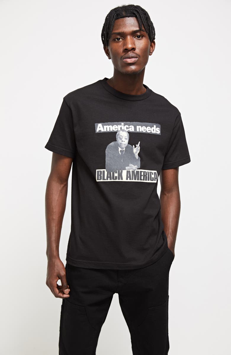 Adeshola Makinde Black America Cotton Graphic Tee, Alternate, color,