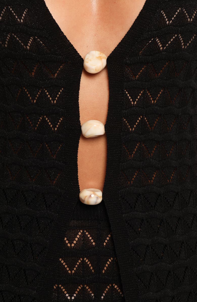 Petal & Pup Fiore Embellished Pointelle Sweater Vest, Alternate, color, Black