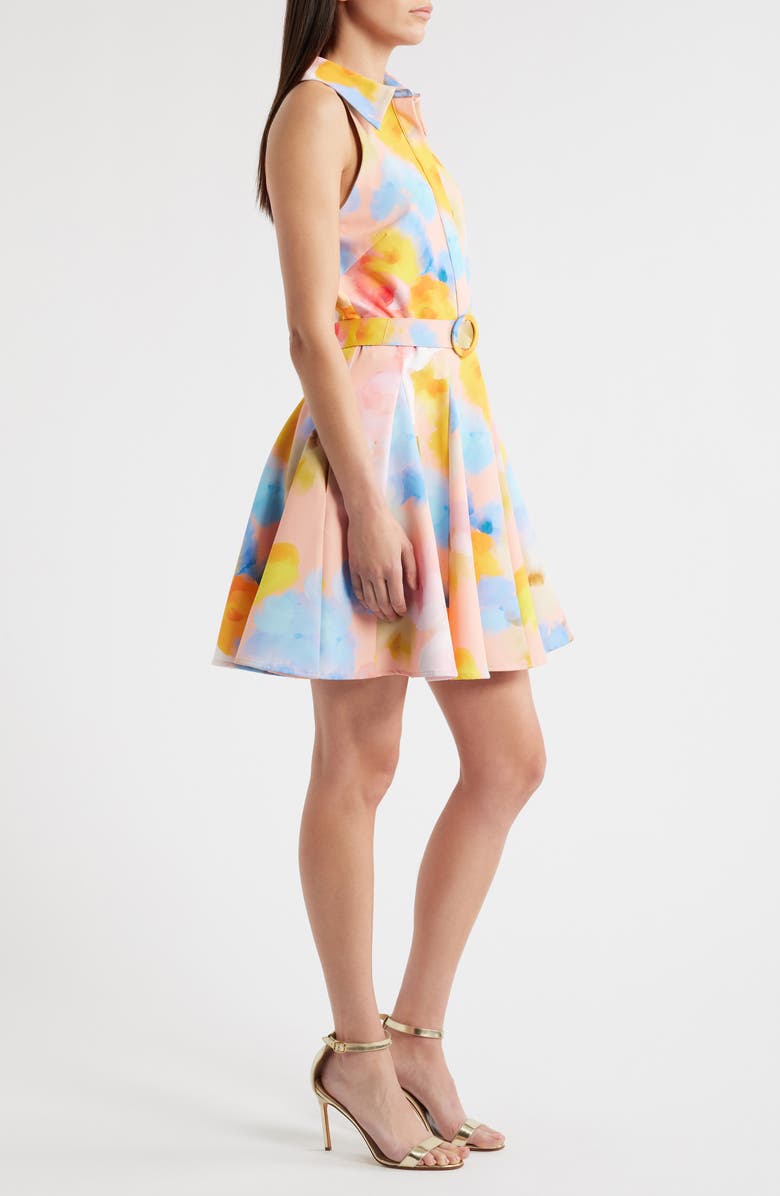 Jewel Badgley Mischka Sleeveless Mini Shirtdress, Alternate, color, Green Multi