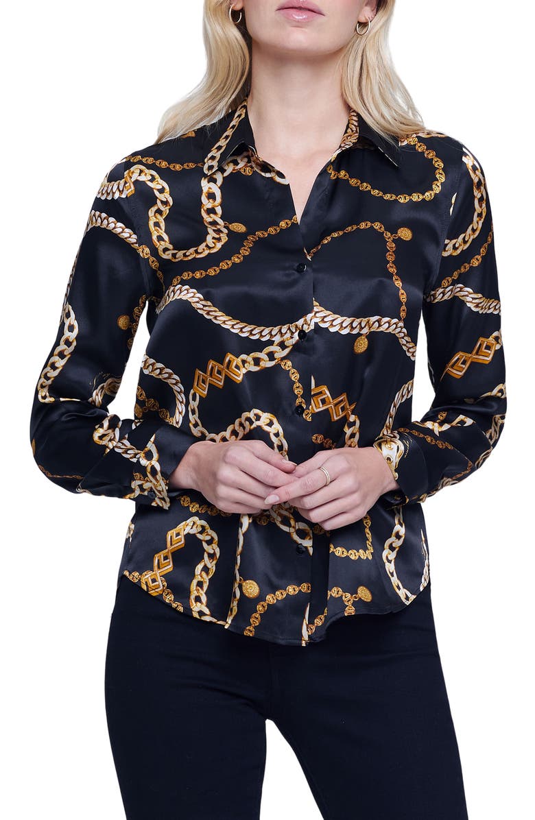 L'AGENCE Tyler Silk Shirt, Main, color, 