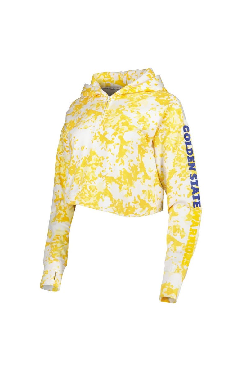 LUSSO Women's Lusso Gold/White Golden State Warriors Maia Tri-Blend Cropped Quarter-Zip Top, Alternate, color, Gold