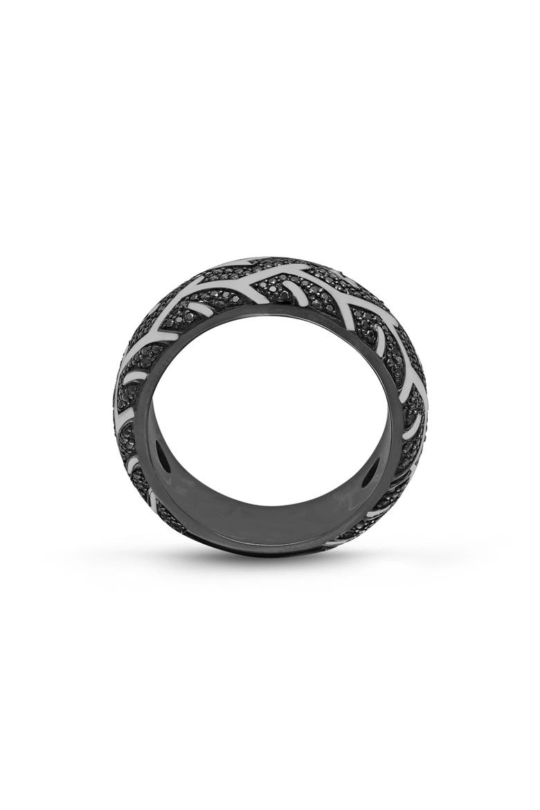 American Muscle Tire Tread Sterling Silver & Black Diamond Ring, Alternate, color, Dark Grey