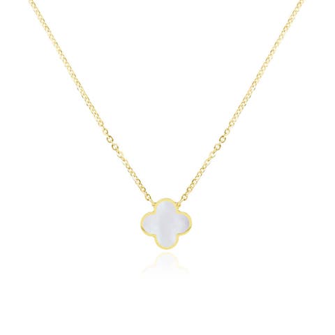 Small Mother of Pearl Single Clover Necklace